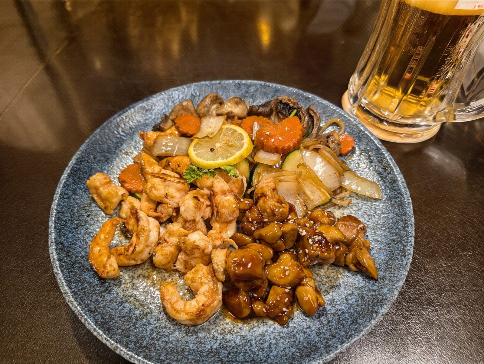 Teppan Cooked Chicken Teriyaki (4 oz) and Shrimp (4 oz)